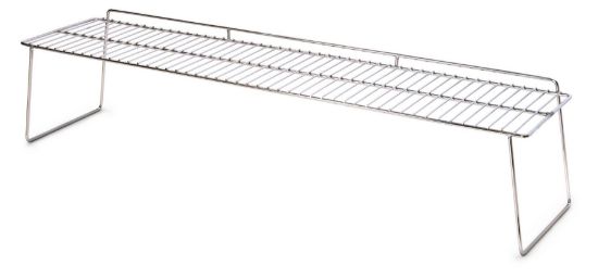 Stainless Steel Mid-Shelf with Raised Bar for Double Row Food Stations