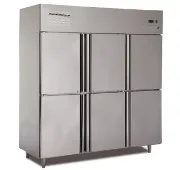 Picture of Stainless Steel 6-Door Commercial Refrigerators and Freezers.