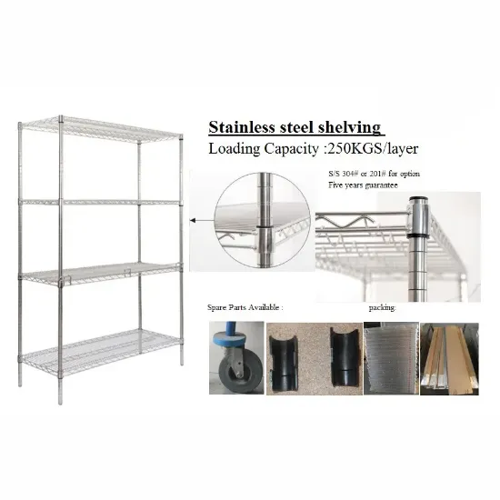 Picture of stainless-steel shelves for hotels and restaurants.