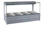 Square Profile Hot Food bar with Overhead Heating and Safety Glass Front