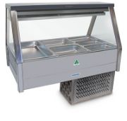 Straight Glass Refrigerated Food Bar with Dual Cooling Plate and Coil