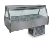 Straight Glass Refrigerated Food Bar with Dual Cooling Plate and Coil