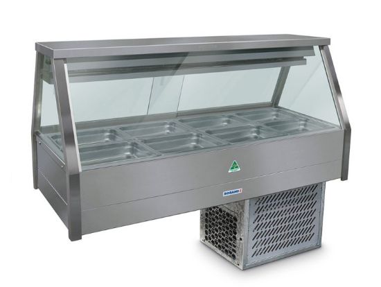 Straight Glass Refrigerated Food Bar with Dual Cooling Plate and Coil