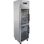 Double Glass Door Upright Stainless Steel Commercial Freezer