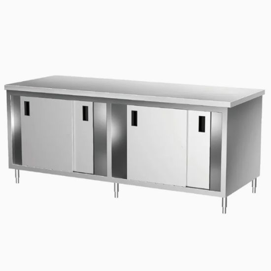 Versatile Stainless Steel Working Table with Built-in Cabinet