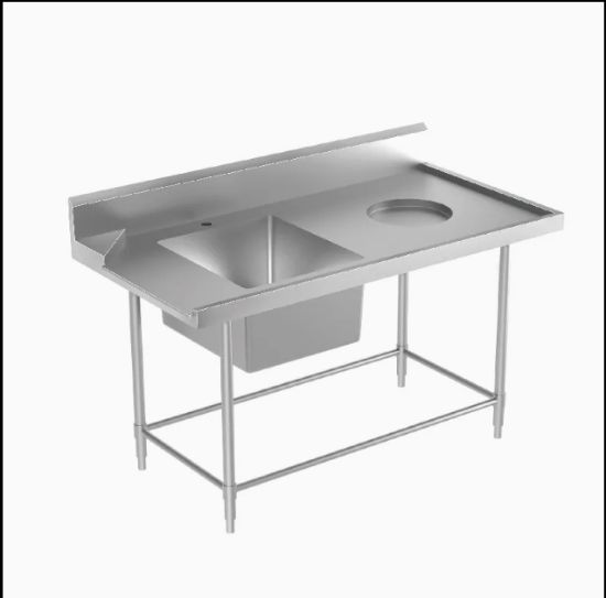 Soiled Dish Table with Kitchen Sink and Dustbin Hole Without Drainer