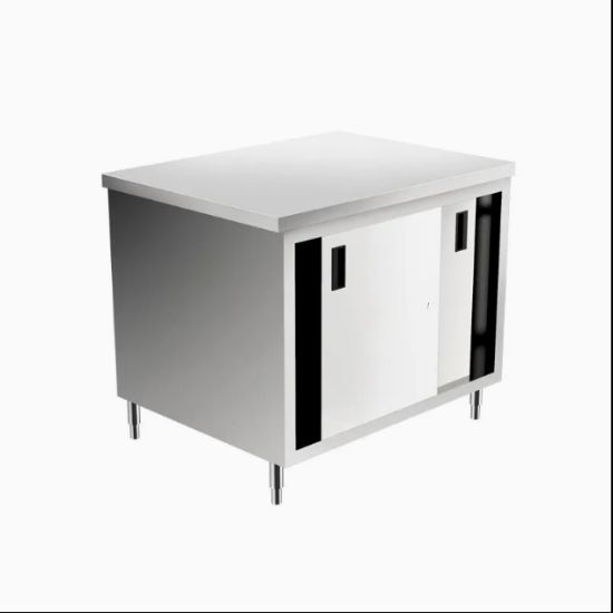 Stainless Steel Workstation Table with Cabinet Storage