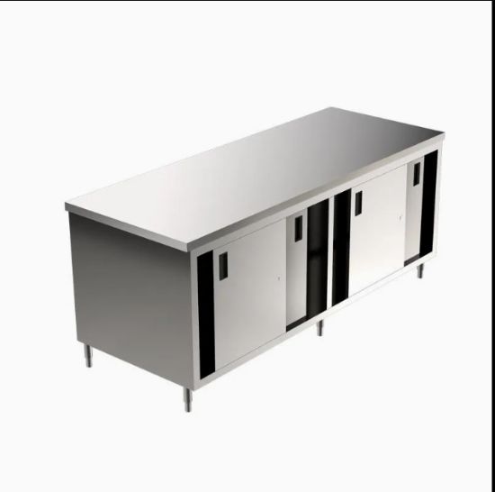 Heavy-Duty Stainless-Steel Workbench with Storage Cabinet