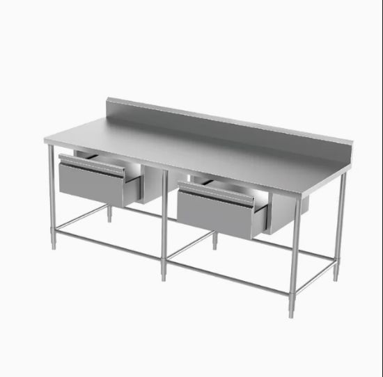 Commercial SS Sink Worktable with Backsplash & 2 Drawers