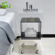 صورة عربة صالون للتجميل وتصفيف الشعر مزودة بعجلات متحركة